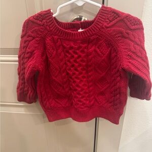 GAP Cable Knit Sweater Deep Crimson Red NWT 12-18months